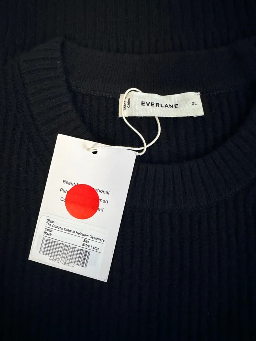 Everlane Cocoon Crew Sweater in Wool Cashmere NWT Size XL Black Cozy Minimalist